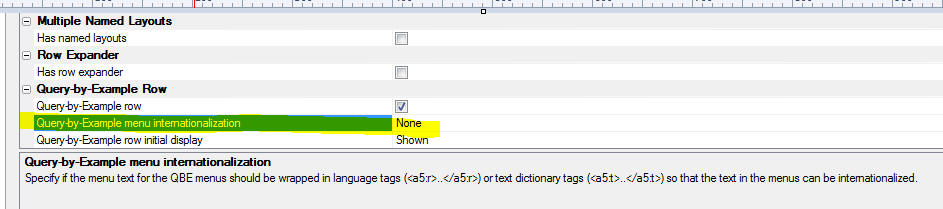 Query By Example Menu Internationalization
